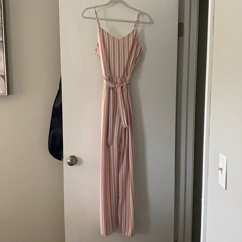 Pink striped jumpsuit